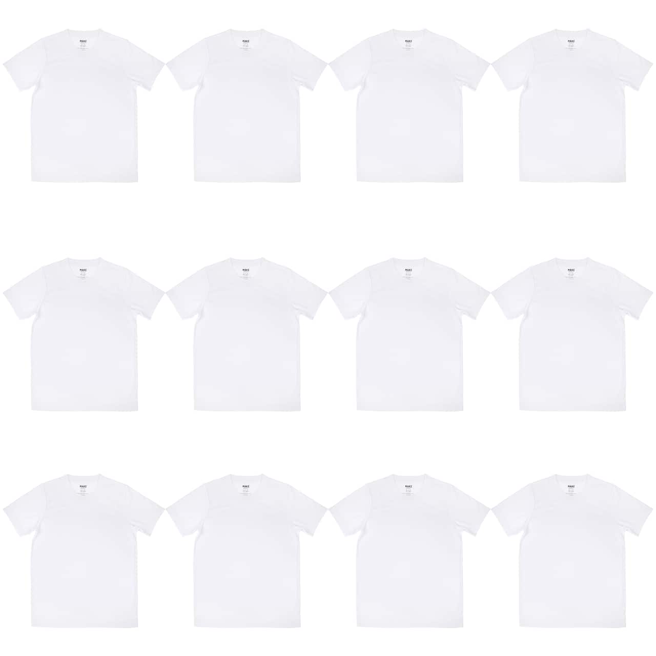 12 Pack: White Adult Polyester Crew Neck T-Shirt by Make Market®